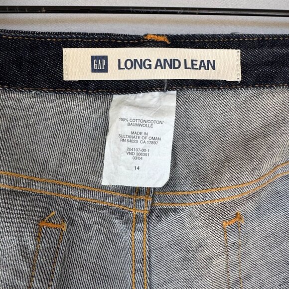 Vintage Y2K Gap Long and Lean 100% Cotton Dark Denim Snap Fly Bootcut Jeans - Picture 10 of 12